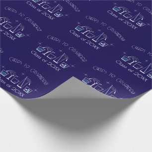 Abschlussfeier Hut und Cocktail Navy Blau Geschenkpapier