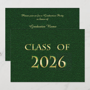Abschlussfeier-Karte der Green and Gold Klasse 202 Einladung