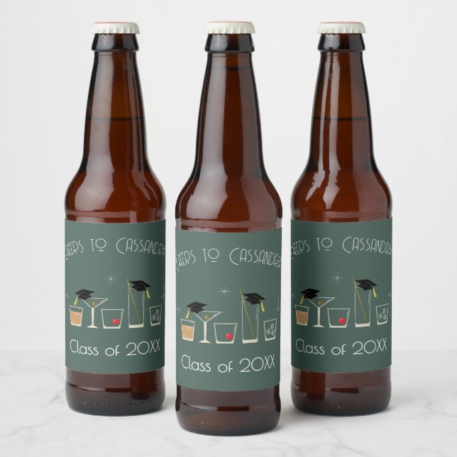 Abschlussfeier mit Cocktail-Kappe Bierflaschenetikett (Flaschen)