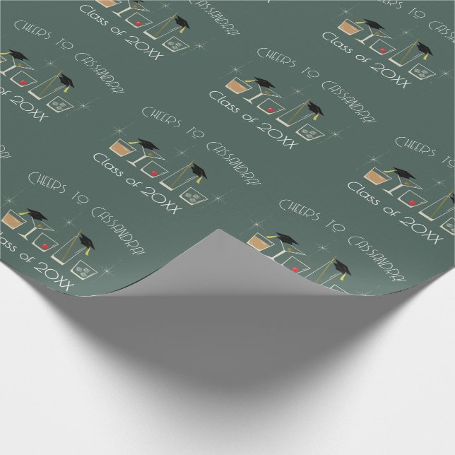 Abschlussfeier mit Hut und Cocktail Geschenkpapier (Ecke)