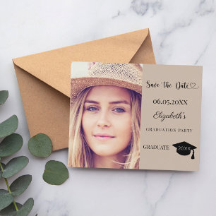 Abschlussfeier Mocha Beige modern Save the Date Flyer