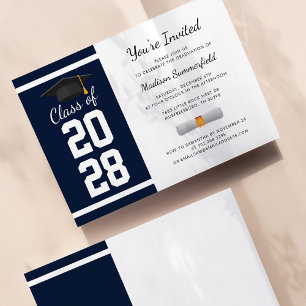 Abschlussfeier Navy Blau Abschlussfeier 2026 Party Einladung