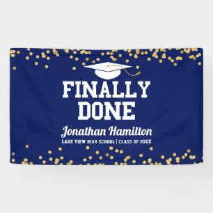 Abschlussfeier Navy Blau endlich fertig Banner