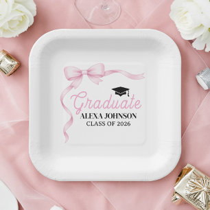 Abschlussfeier Pink Bow Klasse 2026 Pappteller