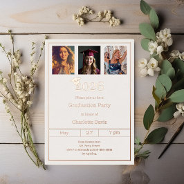 Abschlussfeier Rose Gold Foto Luxus Folieneinladung