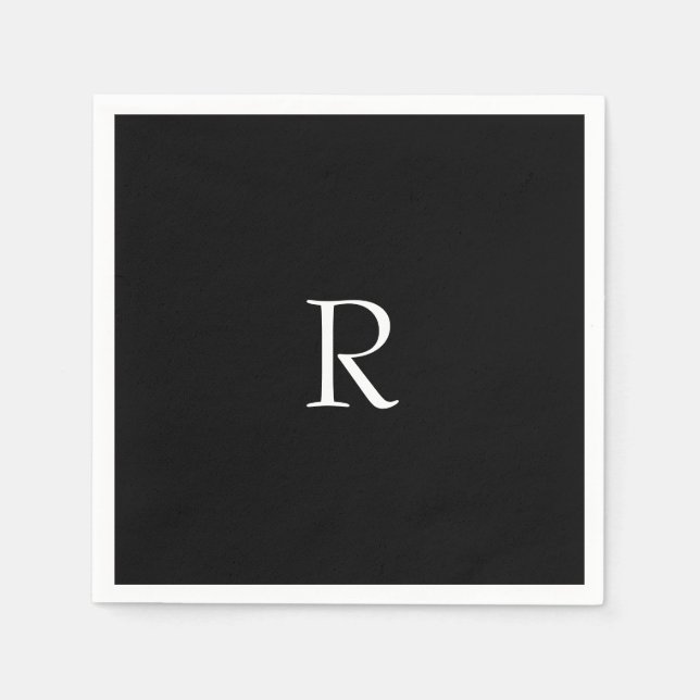 Abschlussfeier Schwarz Weiß Monogramm Initial 2026 Serviette (Vorderseite)