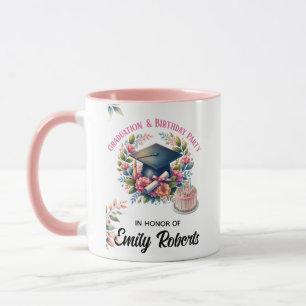 Abschlussfeier- und Geburtstags-Blumendesign Tasse