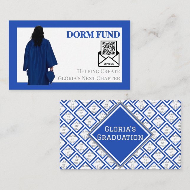 Abschlussfonds-QR-Code-Einleger | Blau Grau Begleitkarte (Vorne/Hinten)