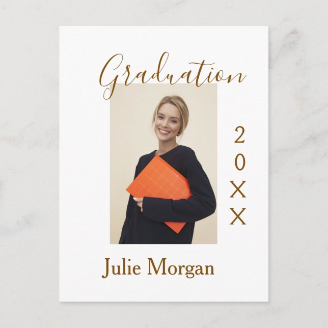 Abschlussfoto braunes Goldenes Jahr 20XX Name einf Postkarte (Vorderseite)