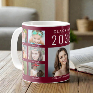 Abschlussfoto-Collage Burgunderrot Abschlussfeier Kaffeetasse