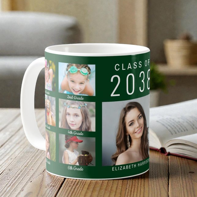 Abschlussfoto Collage Grüner Abschluss Kaffeetasse (Graduate Photo Collage Green Graduation Coffee Mug)