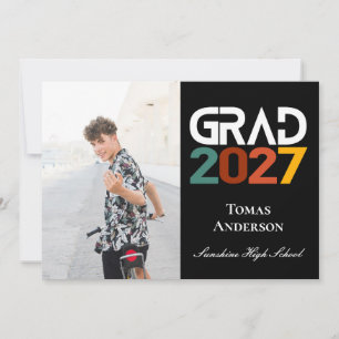Abschlussfoto der Klasse 2027 im Vintage-Retro-Sti Einladung