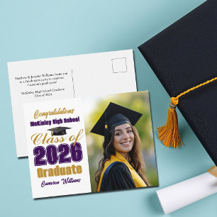Abschlussfoto der Purple Gold Klasse 2026 Ankündigungspostkarte