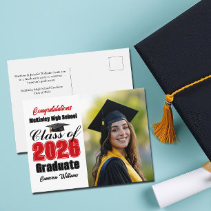 Abschlussfoto des roten Jahrgangs 2026 Abitur Ankündigungspostkarte