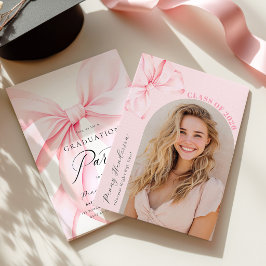 Abschlussfoto-Einladung mit rosa Schleife Einladung