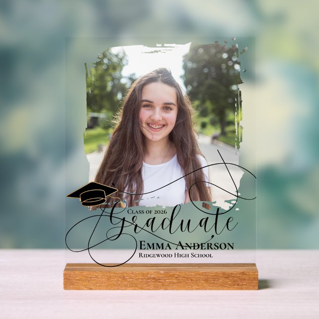 Abschlussfoto-Geschenk zur Erinnerung für den Jahr Acrylschild (Personalized Graduation Photo Acrylic Sign – Class of 2026 Keepsake Display)