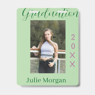 Abschlussfoto grün pink Jahr 20XX Name einfach Ausweis