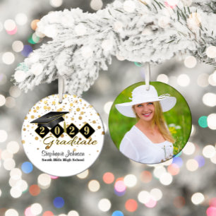 Abschlussfoto in Schwarz und Gold Keramik Ornament