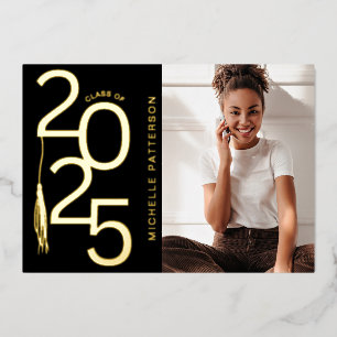 Abschlussfoto Klasse 2025 Gold Folieneinladung