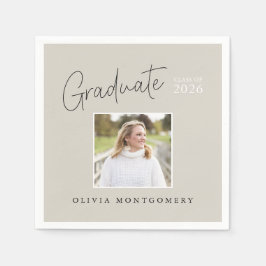 Abschlussfoto Moderne Schrift Graduationsparty Serviette