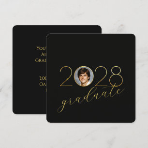 Abschlussfoto Rahmen 2028 in Schwarz Gold Einladung