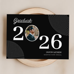 Abschlussfoto Schwarz-Weiß Ankündigung Postkarte