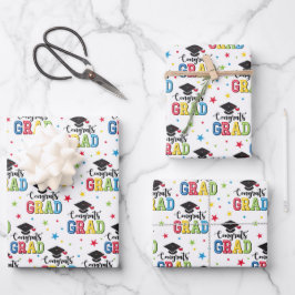 Abschlussgeschenk-Verpackungspapier, Gratulationsg Geschenkpapier Set