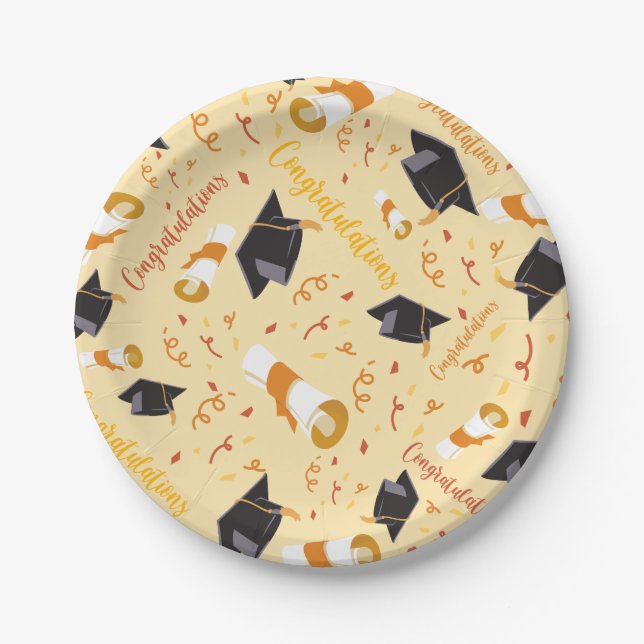Abschlussglückwünsche Pappteller (Vorderseite)