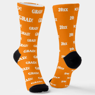 Abschlussjahr Orange Weiß Socken