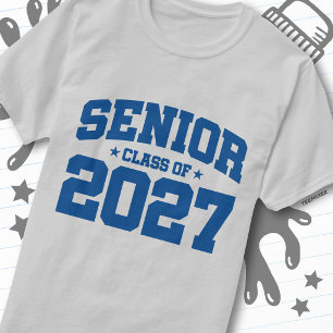 Abschlussjahr Schule Blau Abschlussklasse 2027 T-Shirt