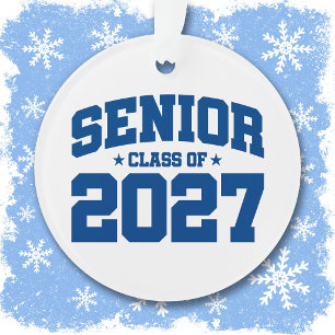 Abschlussjahr Schule Blau Seniorenklasse 2027 Ornament