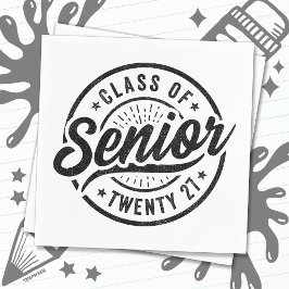 Abschlussjahr Schule Retro Senior Klasse 2027 Serviette
