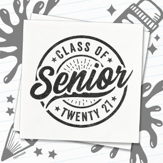 Abschlussjahr Schule Retro Senior Klasse 2027 Serviette
