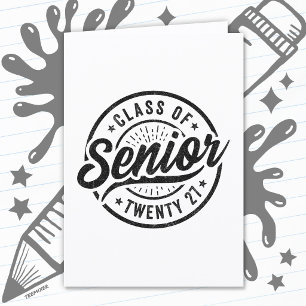 Abschlussjahr Schule Retro Senior Klasse von 2027 Karte