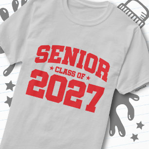 Abschlussjahr Schulrot Abschlussklasse 2027 T-Shirt