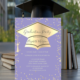 Abschlusskappe, Diamanten Lila Abschluss Einladung
