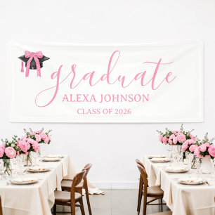 Abschlusskappe mit rosa Schleife Abschlussjahrgang Banner
