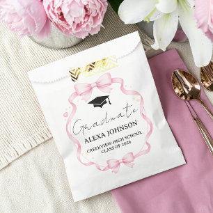 Abschlusskappe mit rosa Schleife Absolvent Geschenktütchen