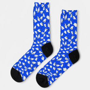 Abschlusskappen-Feier Weiß auf Hellblau Socken
