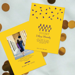 Abschlusskappen-Wurf Lila & Gold Graduiertenparty Einladung