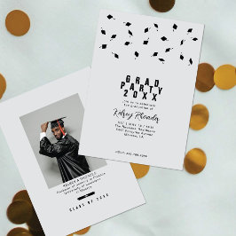 Abschlusskappen-Wurf Silber & Schwarz Graduiertenp Einladung