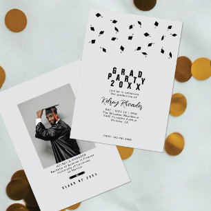 Abschlusskappen-Wurf Silber & Schwarz Graduiertenp Einladung