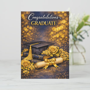 Abschlusskarte in Navy und Gold Feiertagskarte