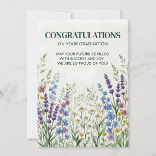 Abschlusskarte mit Blumen Herzlichen Glückwunsch Einladung
