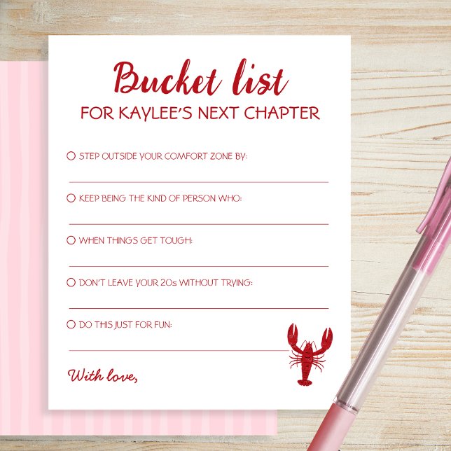 Abschlusskarten mit Bucket List Pink Crawfish (Bucket List Pink Crawfish Graduation Cards)