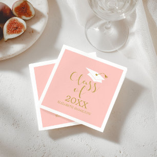 Abschlussklasse 2021 Graduiertenmütze Gold Glitter Serviette