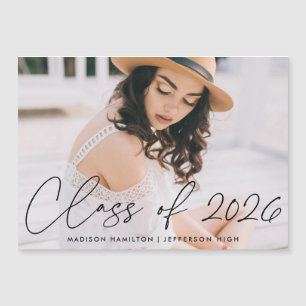 Abschlussklasse 2023 Moderne schwarze Schrift Foto Magneteinladung
