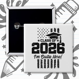Abschlussklasse 2026 Abschluss Distressed Flagge D Button