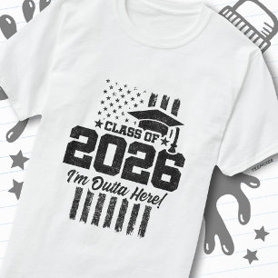 Abschlussklasse 2026 Abschluss Distressed Flagge D T-Shirt