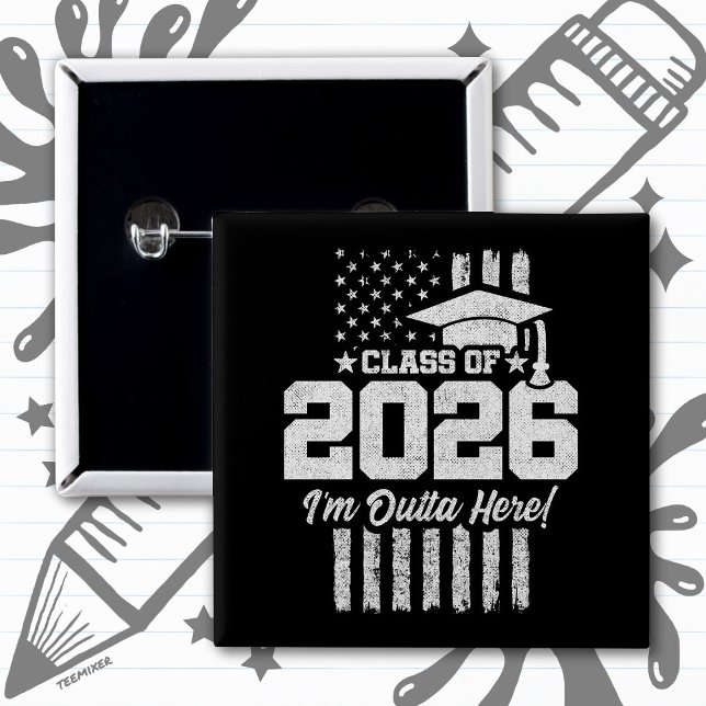 Abschlussklasse 2026 Abschluss gestresstes Flaggen Button (Von Creator hochgeladen)